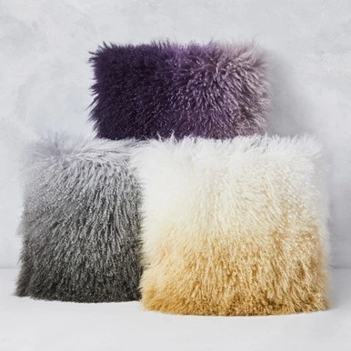 Ombre Mongolian Pillow 22" - White/Gold 2 Ombre Mongolian Pillow 22" - White/Gold - Image 2