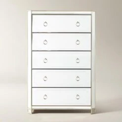 Simplicity Mirrored 5 Drawer Tall Chest