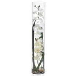Faux Orchid In Glass Vase