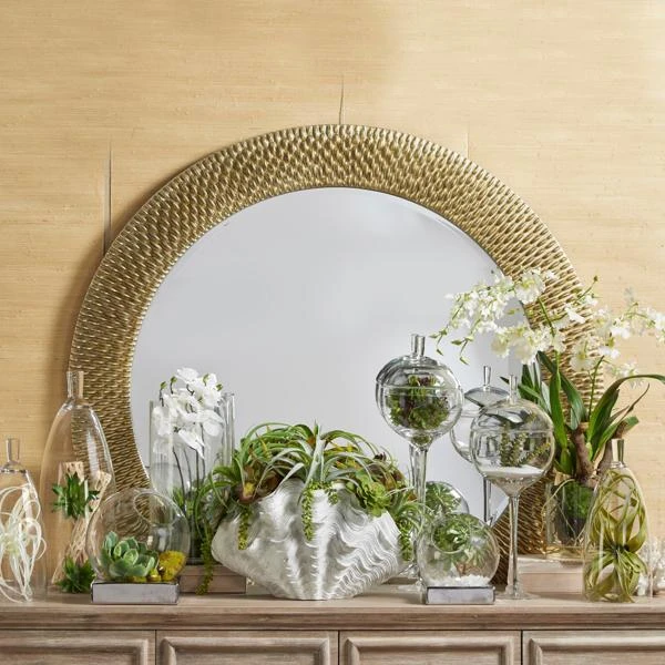 Faux Potted Orchid With Succulents 2 Faux Potted Orchid With Succulents - Image 2