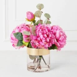 Peonies With Gold Strip Vase 9 Peonies With Gold Strip Vase -Zgallerie Deals Store webimage 207999717