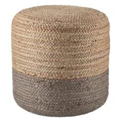 Merritt Round Pouf - Light Grey