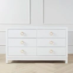Artisan 6 Drawer Dresser - White/Gold